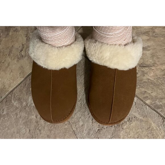 🆕Women Tan Madge Fuzzy Ethylene Vinyl Acetate Faux Fur Faux Suede Slipper - Picture 1 of 10